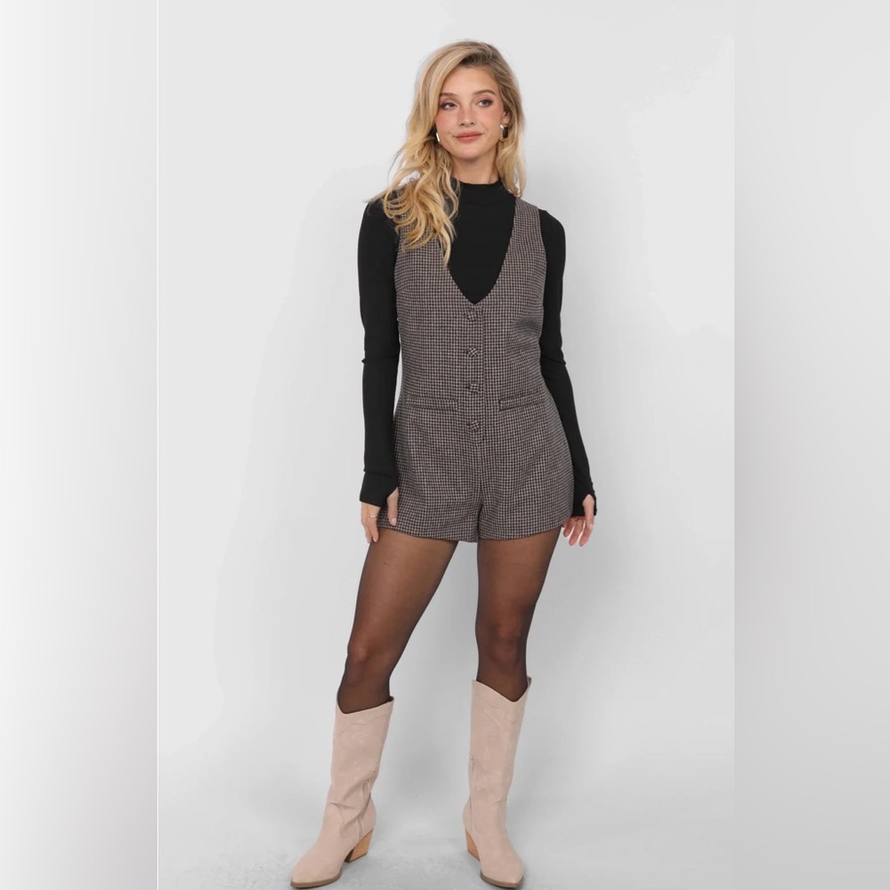 Outta Here Officer Buttoned Romper “NWT”